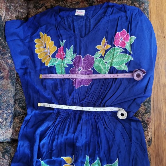 Batik, cotton kaftan dress, M, flowers & leafs, hand made, Liliyana, in TV show - Picture 7 of 7